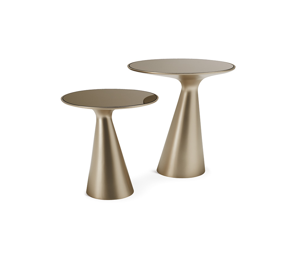 Table basse design haut de gamme Peyote par Cattelan Italia, plateau verre et base polyuréthane, design Piero De Longhi, disponible chez D-Style Interior.