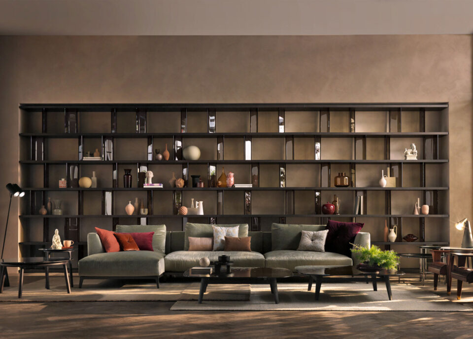 Inori | Système modulable FIAM Italia par Setsu et Shinobu Ito, modules en verre ou bois, modulable au sol ou mural, design contemporain, disponible chez D-Style Interior.