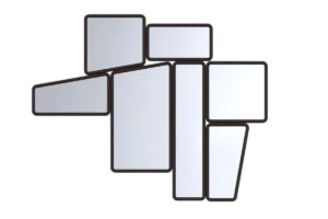 Miroir Lapis par Amura Lab – un design organique et modulable inspiré des formes naturelles de la Terre. Disponible chez D-Style Interior.