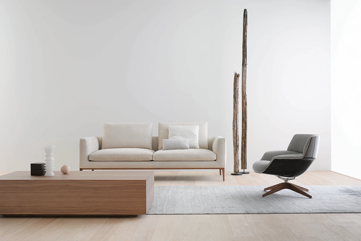 Leonard Canapé design haut de gamme alliant lignes géométriques élégantes et confort moelleux, signé Amura Lab. Disponible chez D-Style Interior.