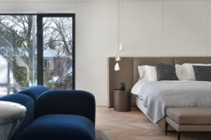 Le lit Panis d’Amura Lab marie design italien, formes généreuses et savoir-faire artisanal pour une chambre à l’élégance intemporelle. Disponible chez D-Style Interior.