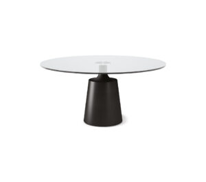 Yoda table design de Cattelan Italia, une création élégante avec base conique en acier et plateau en verre. Luxe italien disponible chez D-Style Interior.