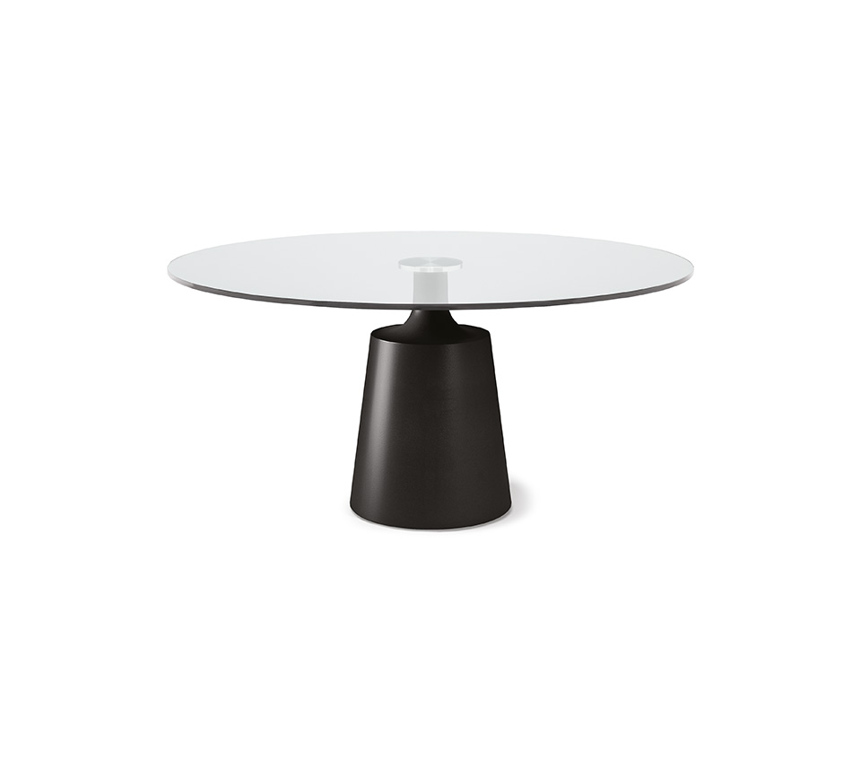 Yoda table design de Cattelan Italia, une création élégante avec base conique en acier et plateau en verre. Luxe italien disponible chez D-Style Interior.