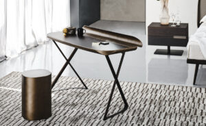 COCOON Keramik Bureau design en céramique Marmi avec structure en acier laqué et finitions brossées exclusives. Disponible chez D-Style Interior.