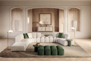 Canapé design haut de gamme Noah de Vittoria Frigerio – un équilibre parfait entre géométrie raffinée et confort absolu, symbole d’un luxe contemporain. Disponible chez D-Style Interior.