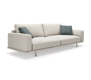 HARRISON Canapé design minimaliste avec assise suspendue et dossiers hauts, personnalisable en tissu ou cuir. Disponible chez D-Style Interior.