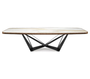 Skorpio Keramik Premium de Cattelan Italia marie acier sculptural et céramique raffinée pour une table au design italien d’exception. Disponible chez D-Style Interior.