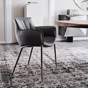 Rhonda Chaise avec accoudoirs de Cattelan Italia : design enveloppant, structure en acier laqué gaufré et assise rembourrée pour un confort haut de gamme. Disponible chez D-Style Interior.