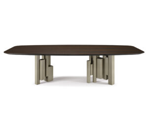 Skyline Wood table design haut de gamme et acier par Cattelan Italia, alliance parfaite entre chaleur naturelle et lignes architecturales. Disponible chez D-Style Interior.