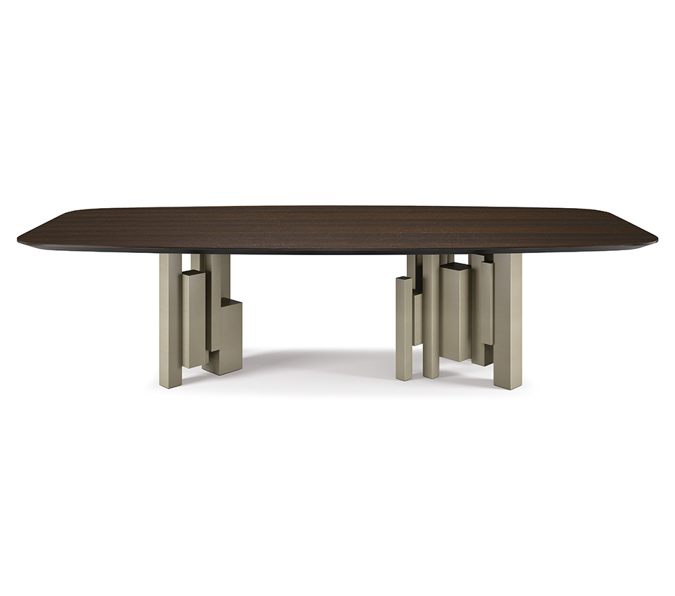 Skyline Wood table design haut de gamme et acier par Cattelan Italia, alliance parfaite entre chaleur naturelle et lignes architecturales. Disponible chez D-Style Interior.