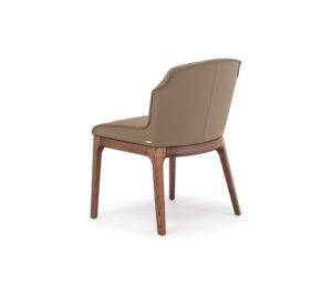 MUSA Chaise design en bois massif avec assise rembourrée en tissu ou cuir, avec ou sans accoudoirs. Disponible chez D-Style Interior.