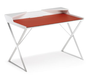 QWERTY Bureau design moderne avec structure en acier et sous-main en cuir – Disponible chez D-Style Interior