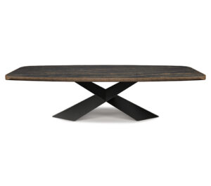 Tyron Keramik Drive table extensible design par Cattelan Italia avec plateau en céramique Marmi et base en acier laqué. Disponible chez D-Style Interior.