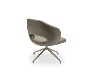 MIRANDA Lounge Fauteuil design pivotant ou fixe avec large assise arrondie et structure en aluminium ou acier embossé. Disponible chez D-Style Interior.