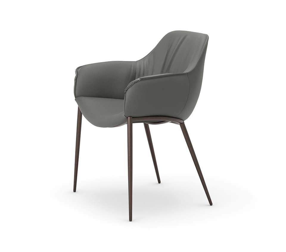  Scarlett ML Chaise avec accoudoirs de Cattelan Italia : lignes arrondies, base en acier laqué et assise ergonomique pour un confort d’exception. Disponible chez D-Style Interior.