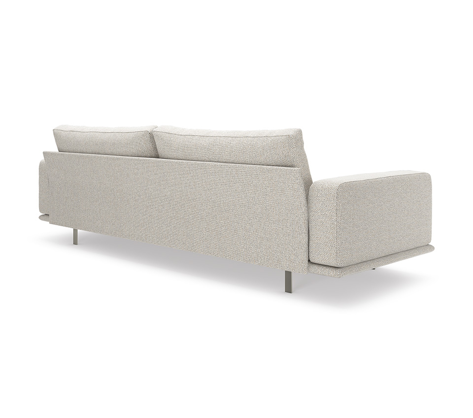 HARRISON Canapé design minimaliste avec assise suspendue et dossiers hauts, personnalisable en tissu ou cuir. Disponible chez D-Style Interior.