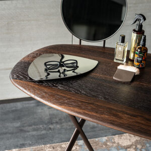 TAHITI Trousse bureau coiffeuse design en acier laqué et bois noble avec miroir ajustable – Disponible chez D-Style Interior