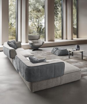 Morgan canapé modulable haut de gamme par Gamma Arredamenti, alliant confort, modularité et design raffiné. Disponible chez D-Style Interior.