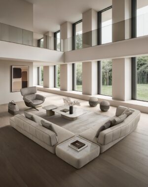 Morgan canapé modulable haut de gamme par Gamma Arredamenti, alliant confort, modularité et design raffiné. Disponible chez D-Style Interior.