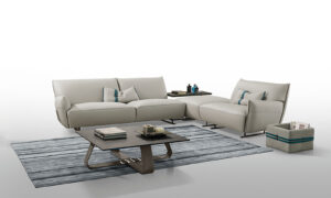 Cocoon canapé de Gamma Arredamenti, un canapé haut de gamme en cuir modulable et raffiné issu de la collection Dandy Home. Disponible chez D-Style Interior.