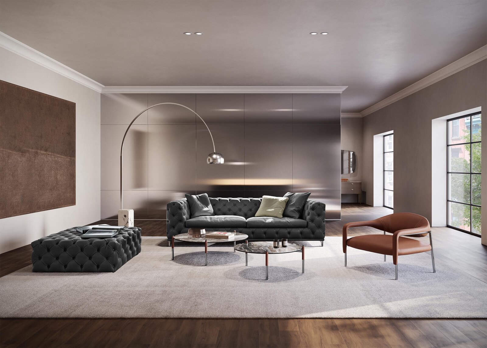 Aston canapé haut de gamme capitonné par Gamma Arredamenti, combinant style Chesterfield classique et confort contemporain. Disponible chez D-Style Interior.