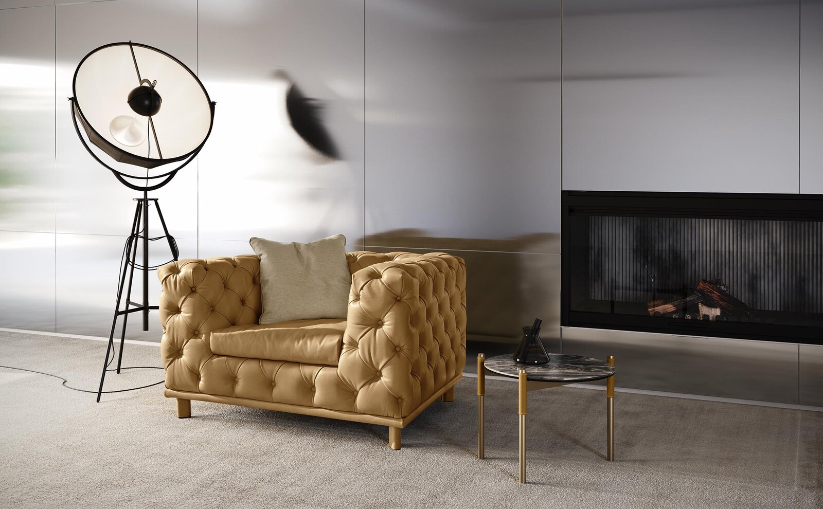 Aston canapé haut de gamme capitonné par Gamma Arredamenti, combinant style Chesterfield classique et confort contemporain. Disponible chez D-Style Interior.
