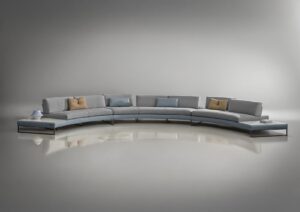 Sunset Round canapé modulable de Gamma Arredamenti, un modèle haut de gamme alliant confort, design circulaire et modularité. Disponible chez D-Style Interior.