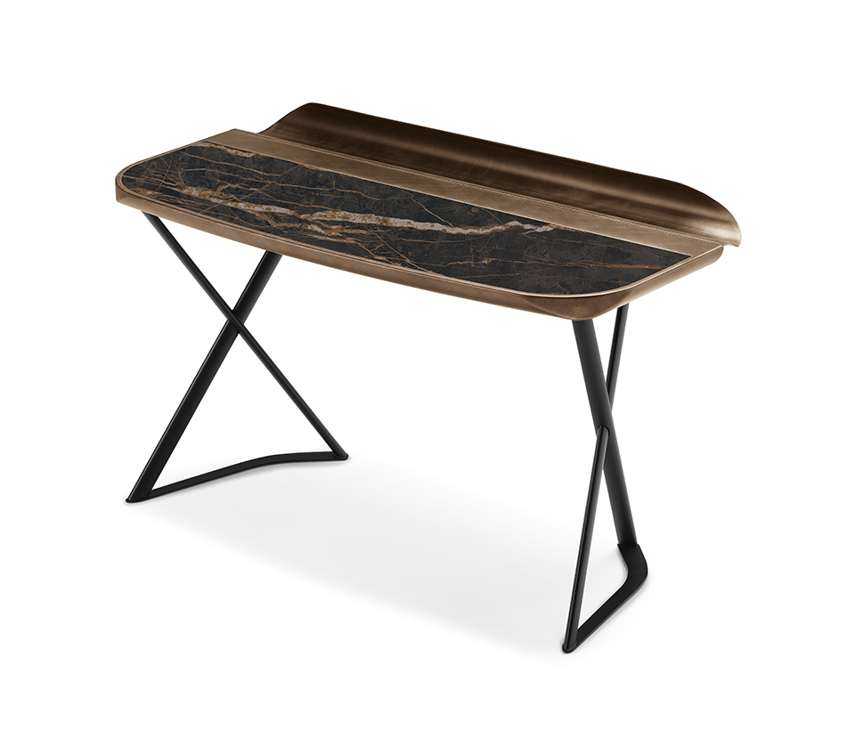 COCOON Keramik Bureau design en céramique Marmi avec structure en acier laqué et finitions brossées exclusives. Disponible chez D-Style Interior.