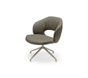 MIRANDA Lounge Fauteuil design pivotant ou fixe avec large assise arrondie et structure en aluminium ou acier embossé. Disponible chez D-Style Interior.