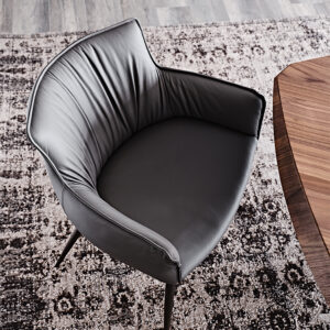 Rhonda Chaise avec accoudoirs de Cattelan Italia : design enveloppant, structure en acier laqué gaufré et assise rembourrée pour un confort haut de gamme. Disponible chez D-Style Interior.