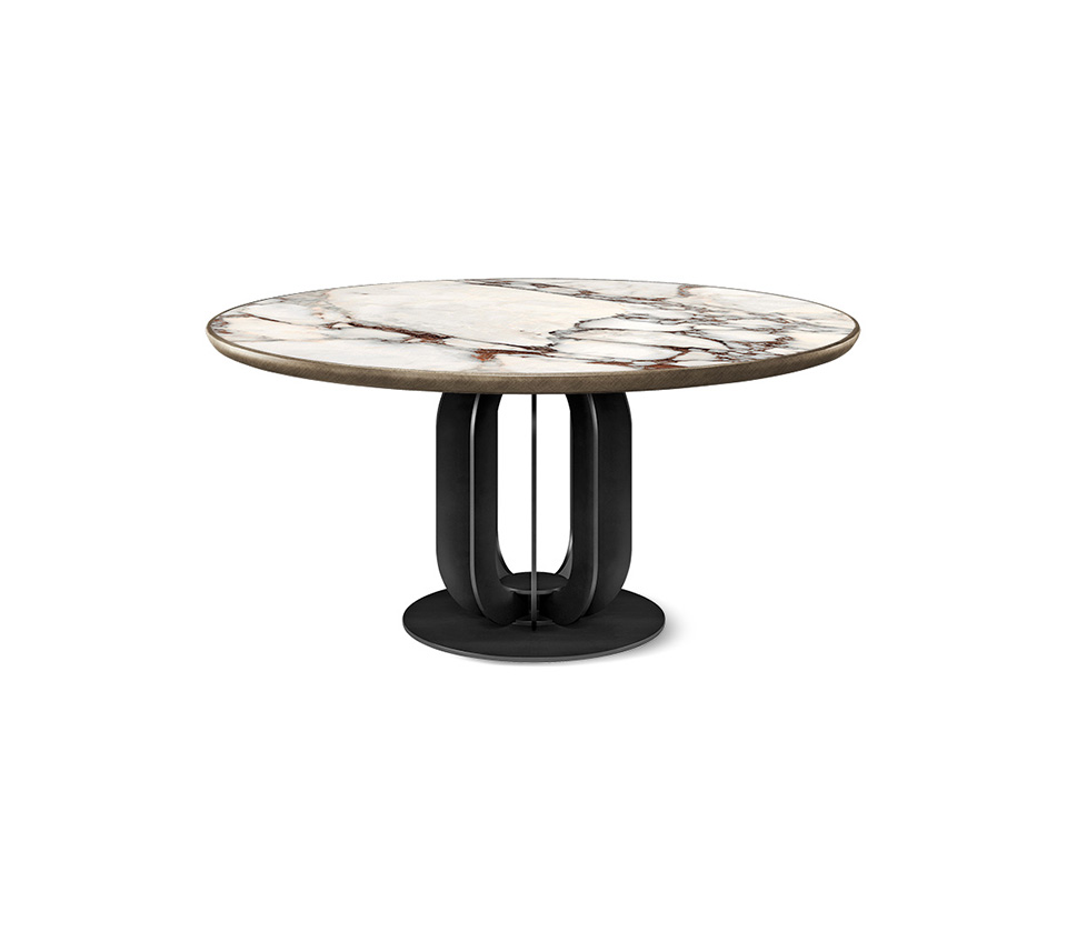 SOHO Keramik Premium Round table design haut de gamme par Cattelan Italia, avec plateau en céramique et bord brossé artisanal. Disponible chez D-Style Interior.