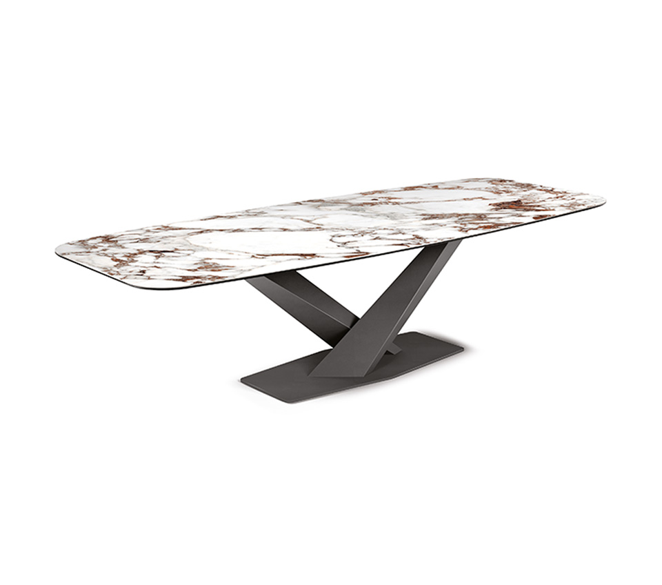 Stratos Keramik table de Cattelan Italia, une table design en céramique et acier. Élégance, durabilité et finitions italiennes d’exception. Disponible chez D-Style Interior.