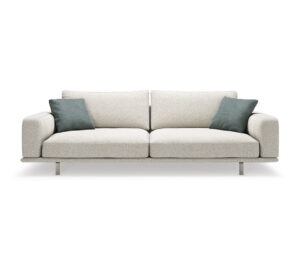 HARRISON Canapé design minimaliste avec assise suspendue et dossiers hauts, personnalisable en tissu ou cuir. Disponible chez D-Style Interior.