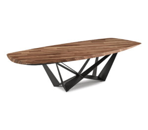 Skorpio Wood table design haut de gamme et acier laqué par Cattelan Italia, alliance parfaite entre force sculpturale et élégance naturelle. Disponible chez D-Style Interior.