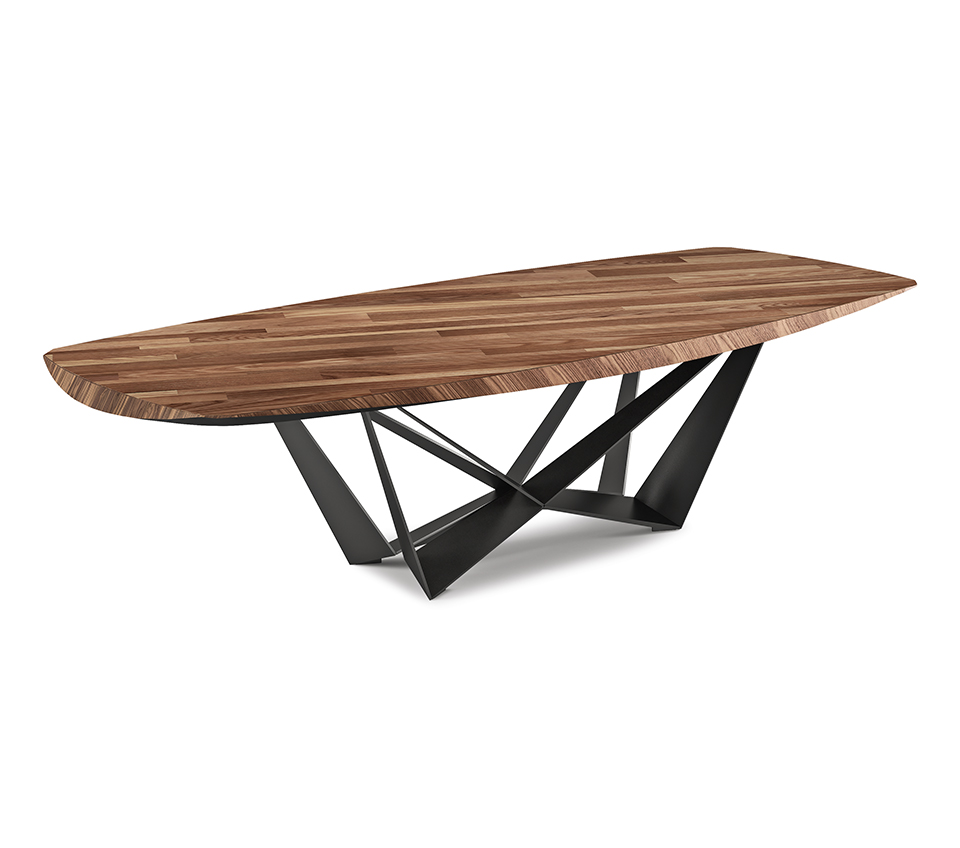 Skorpio Wood table design haut de gamme et acier laqué par Cattelan Italia, alliance parfaite entre force sculpturale et élégance naturelle. Disponible chez D-Style Interior.