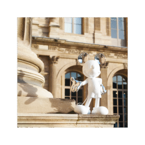 Sculpture design Mickey Welcome Bicolore par Leblon Delienne, figurine 30cm finition mat et chromé, disponible chez D-Style Interior