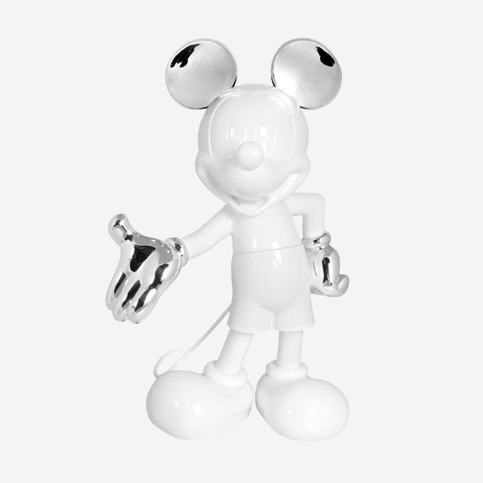 Mickey Welcome Bicolore Large Sculpture design haut de gamme grandeur nature Leblon Delienne, résine peinte à la main, disponible chez D-Style Interior