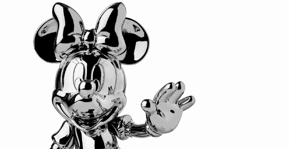 Minnie Welcome Chromé Medium, Sculpture design haut de gamme Leblon Delienne, résine peinte à la main, élégante et féminine, disponible chez D-Style Interior