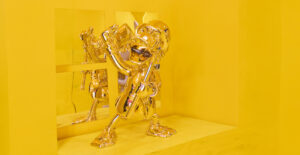Picsou Chromé Medium, Sculpture design haut de gamme Leblon Delienne, résine peinte à la main, audacieux et attachant, disponible chez D-Style Interior
