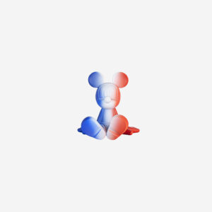 Sitting Mickey Dégradé Extra Small, sculpture design haut de gamme par Leblon Delienne et Marcel Wanders, en dégradé bleu blanc rouge. Disponible chez D-Style Interior