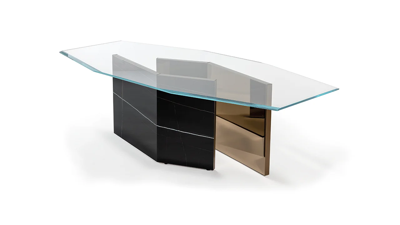 Cubitum 72 table à manger design haut de gamme par Reflex Angelo, au style contemporain et finitions bronze raffinées. Disponible chez D-Style Interior.