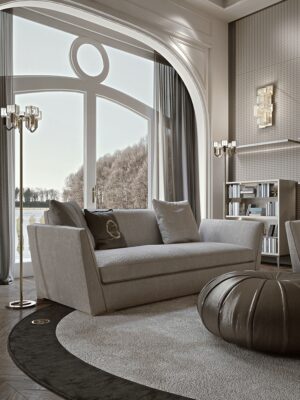 Flori pouf design haut de gamme par Vittoria Frigerio, finition plissée artisanale et allure élégante. Disponible chez D-Style Interior.