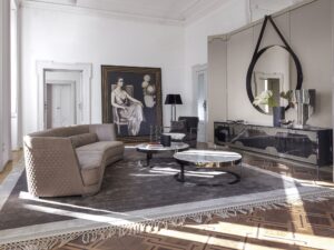 Greppi canapé design haut de gamme par Vittoria Frigerio, un canapé modulaire élégant et raffiné aux détails matelassés distinctifs. Disponible chez D-Style Interior.