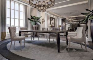 Adda Capitonné chaise design haut de gamme par Vittoria Frigerio, avec dossier capitonné fait main et pieds en frêne massif. Disponible chez D-Style Interior.