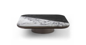 Adami table basse Adami en marbre bichromatique avec base en bois massif. Design élégant et contemporain. Disponible chez D-Style Interior.