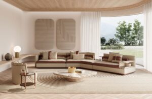 Spinola canapé design haut de gamme par Vittoria Frigerio, lignes géométriques élégantes et finitions cuir raffinées. Disponible chez D-Style Interior.
