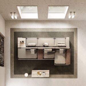 Spinola canapé design haut de gamme par Vittoria Frigerio, lignes géométriques élégantes et finitions cuir raffinées. Disponible chez D-Style Interior.