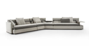 Spinola canapé design haut de gamme par Vittoria Frigerio, lignes géométriques élégantes et finitions cuir raffinées. Disponible chez D-Style Interior.