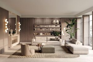 Appiani canapé design haut de gamme par Vittoria Frigerio au style contemporain et raffiné, avec matelassage dégradé et structure modulaire. Disponible chez D-Style Interior.