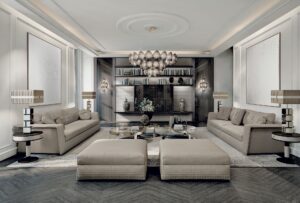 Appiani canapé design haut de gamme par Vittoria Frigerio au style contemporain et raffiné, avec matelassage dégradé et structure modulaire. Disponible chez D-Style Interior.